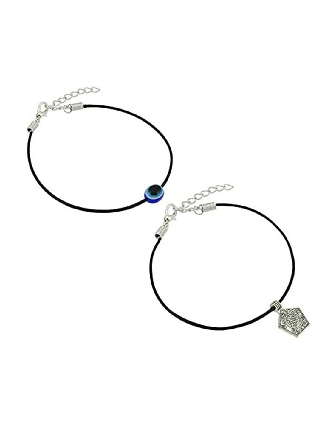 

HIGH TRENDZ Women Set of 2 Anklets, Black