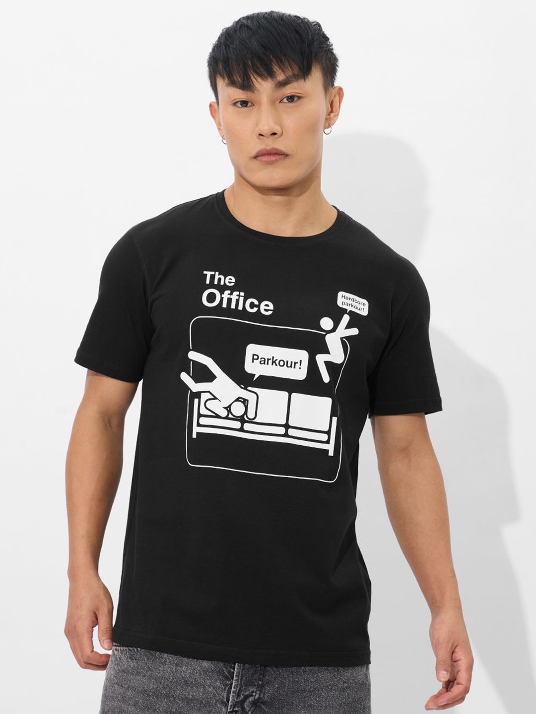 

The Souled Store Men Typography Printed T-shirt, Black