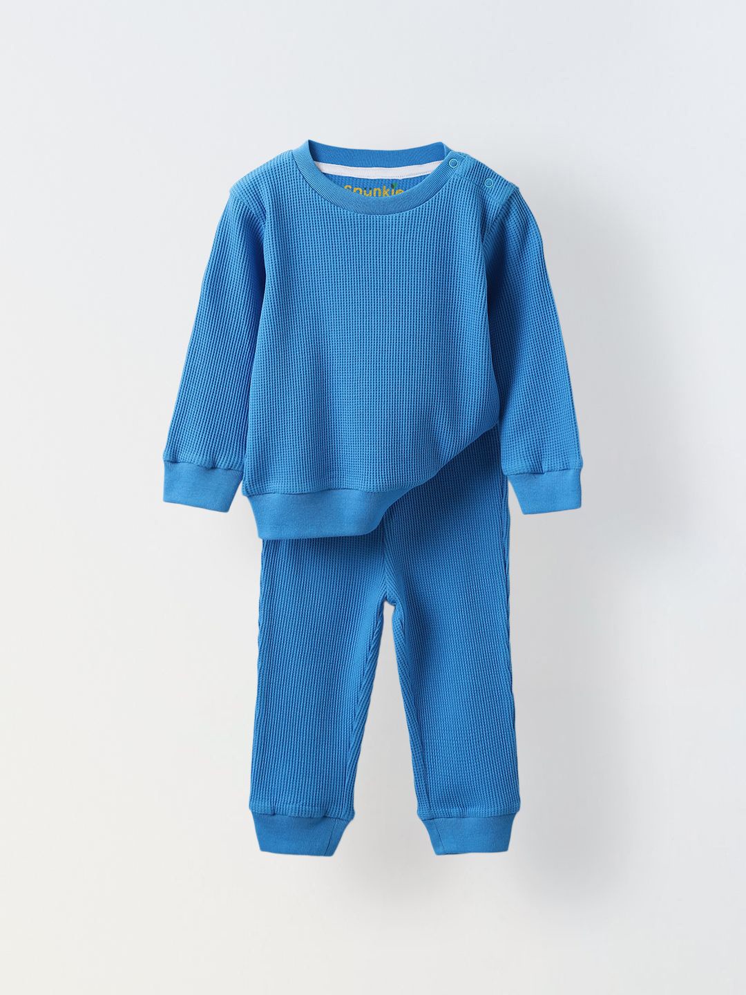 

SPUNKIES Kids Self Design Pure Cotton Sweatshirt & Joggers, Blue