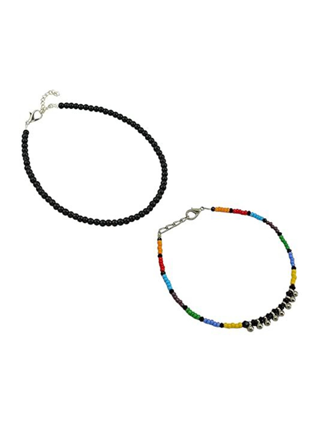 

HIGH TRENDZ Women Set of 2 Anklets, Black