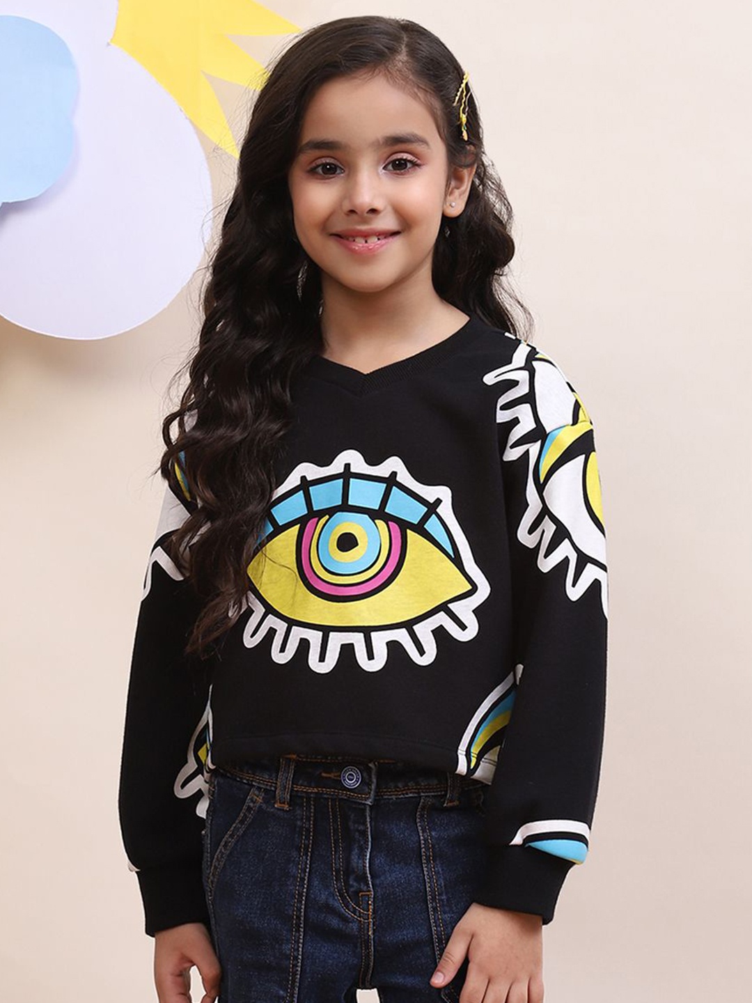

SPUNKIES Girls Printed Sweatshirt, Black