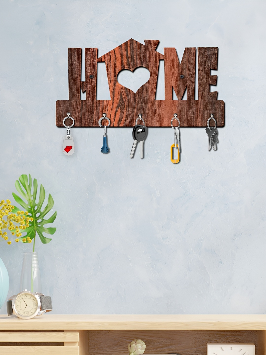 

OLIVE TREE Brown 5 Hooks Wooden Key Holder