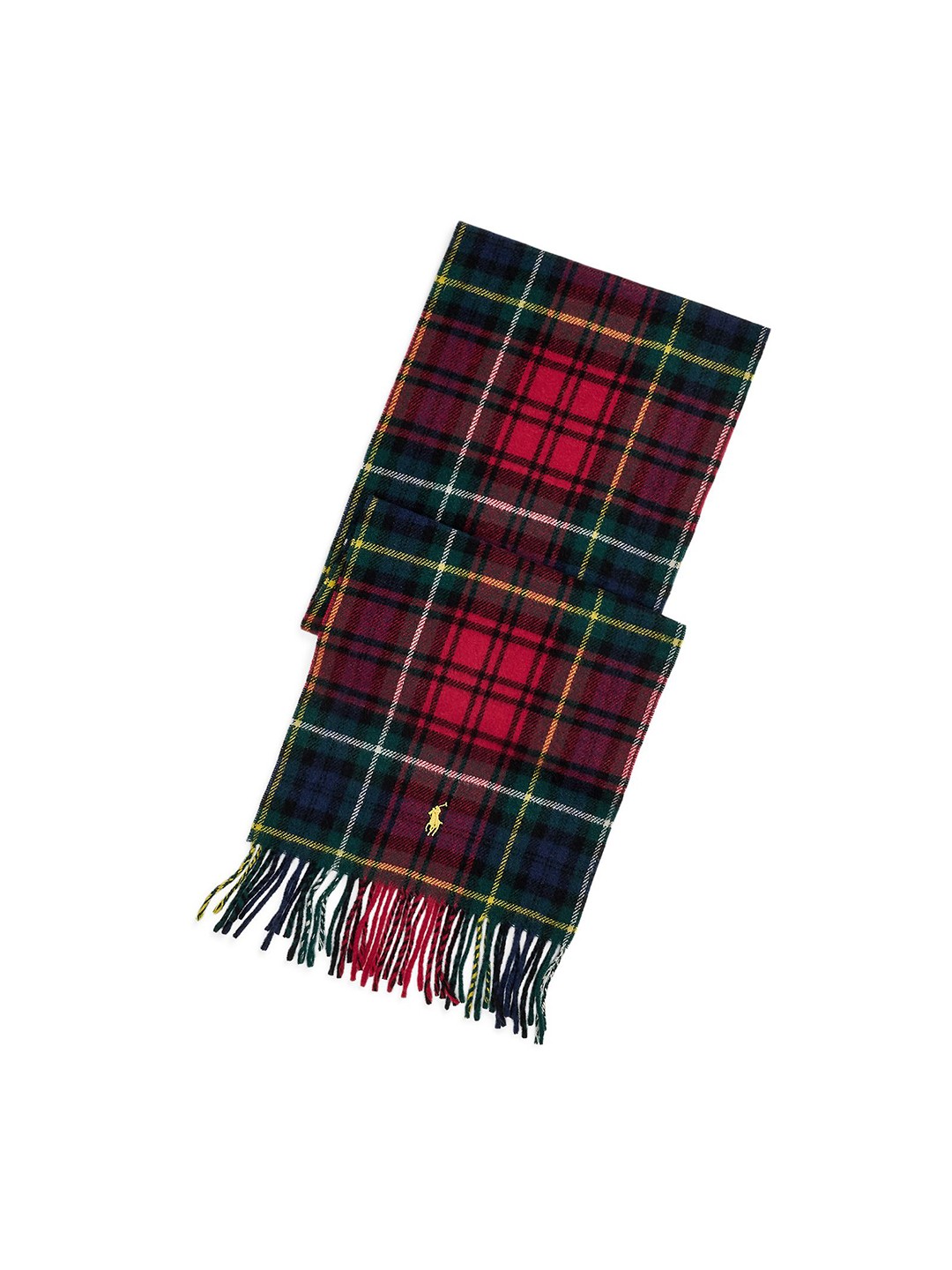 

Polo Ralph Lauren Men Checked Plaid Fringe Wool Scarf, Red