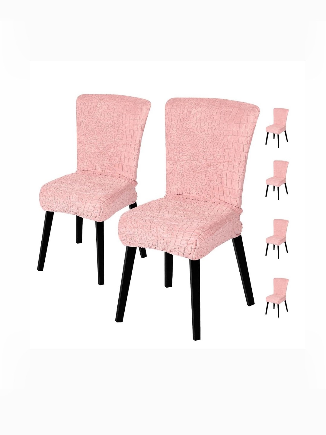 

HOUSE OF QUIRK Pink 6 Pieces Textured Removable & Washable ChairCover