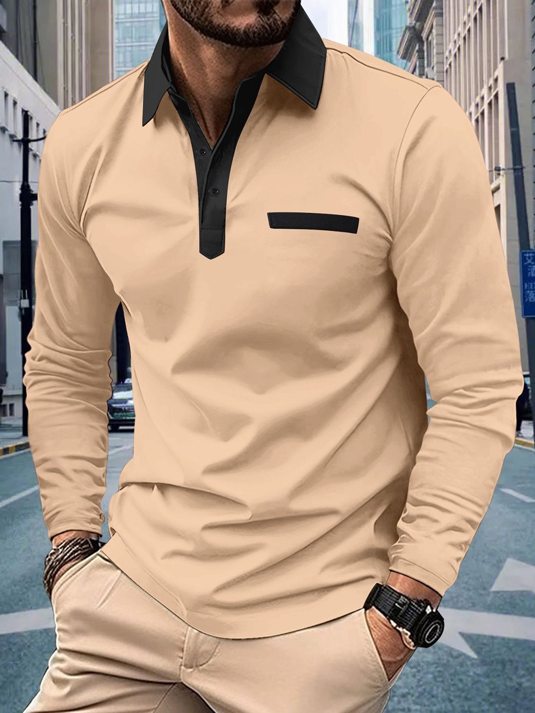 

StyleCast x Revolte Men Polo Collar T-shirt, Khaki