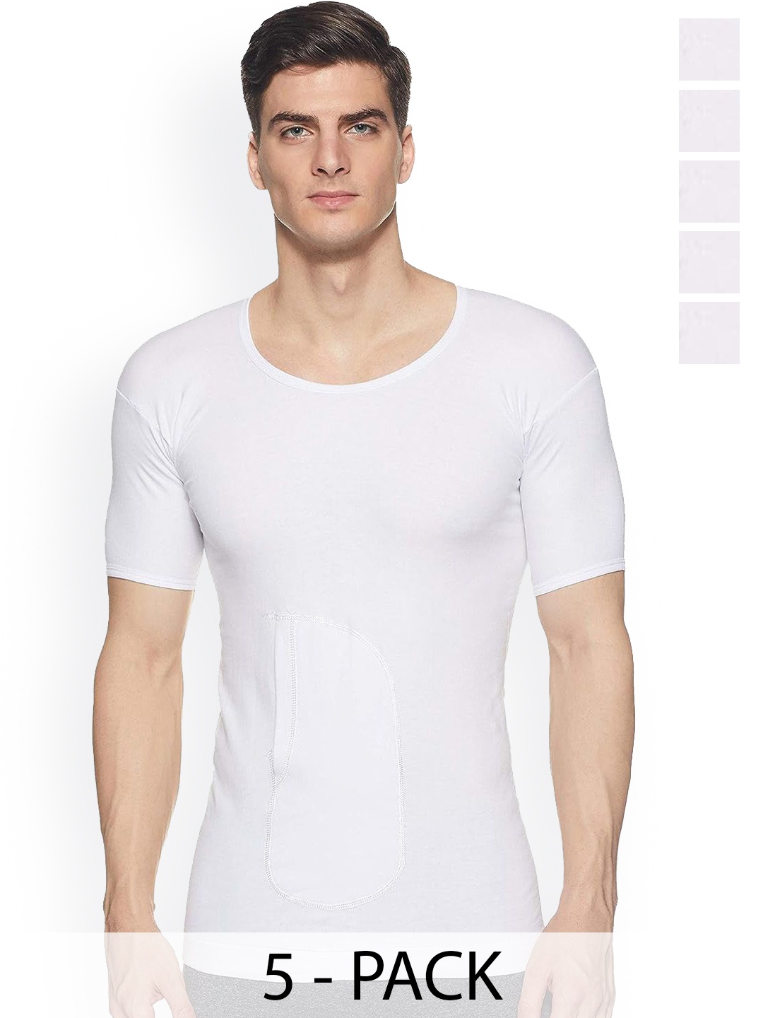 

AMUL COMFY Pack Of 5 Pure Cotton Innerwear Vests Comfy-Interlock-PKT-White-RNS-5-90