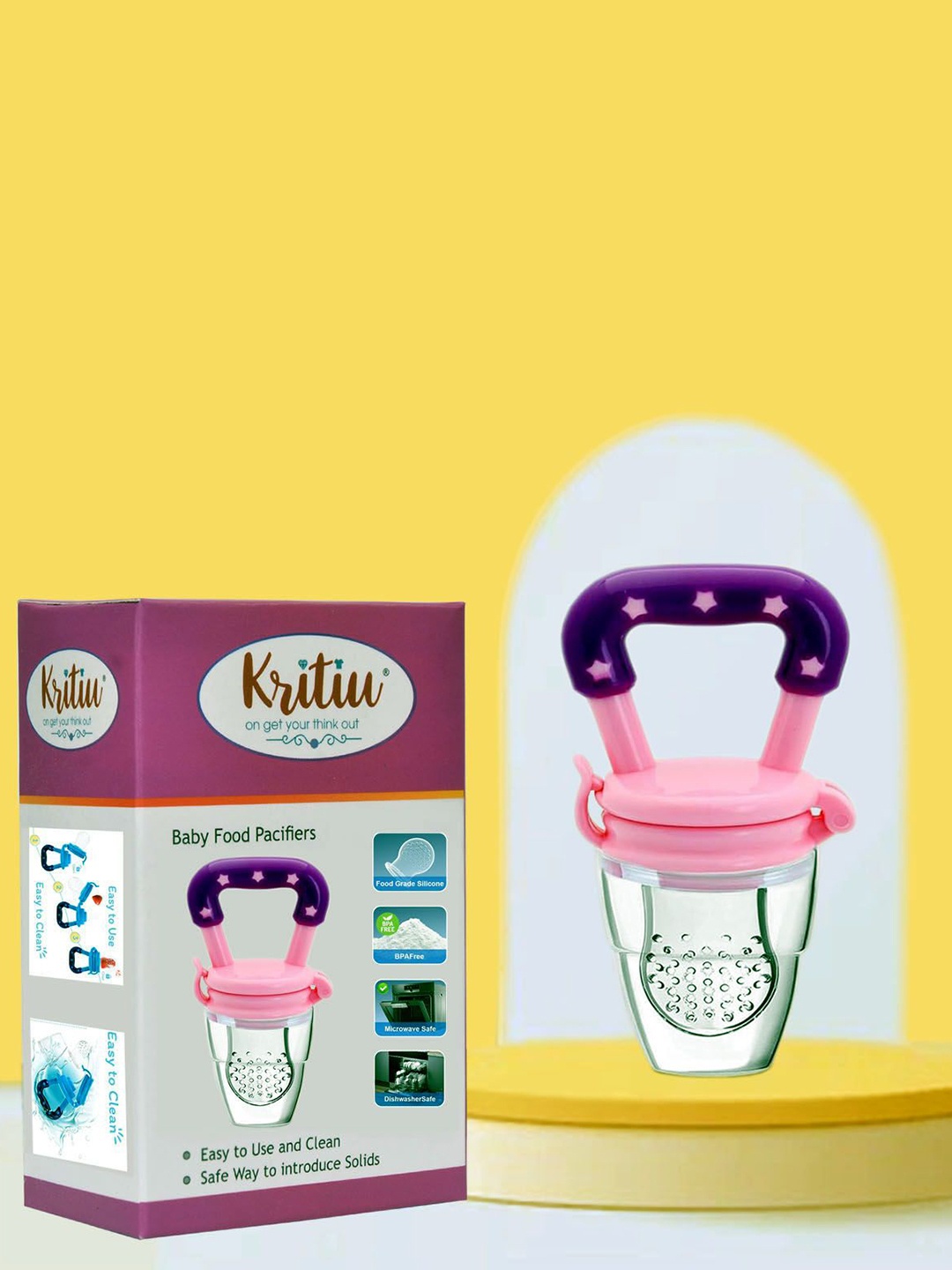 

Kritiu Infants Ultra Care Silicone Fruit & Food Nibbler Feeder, Purple