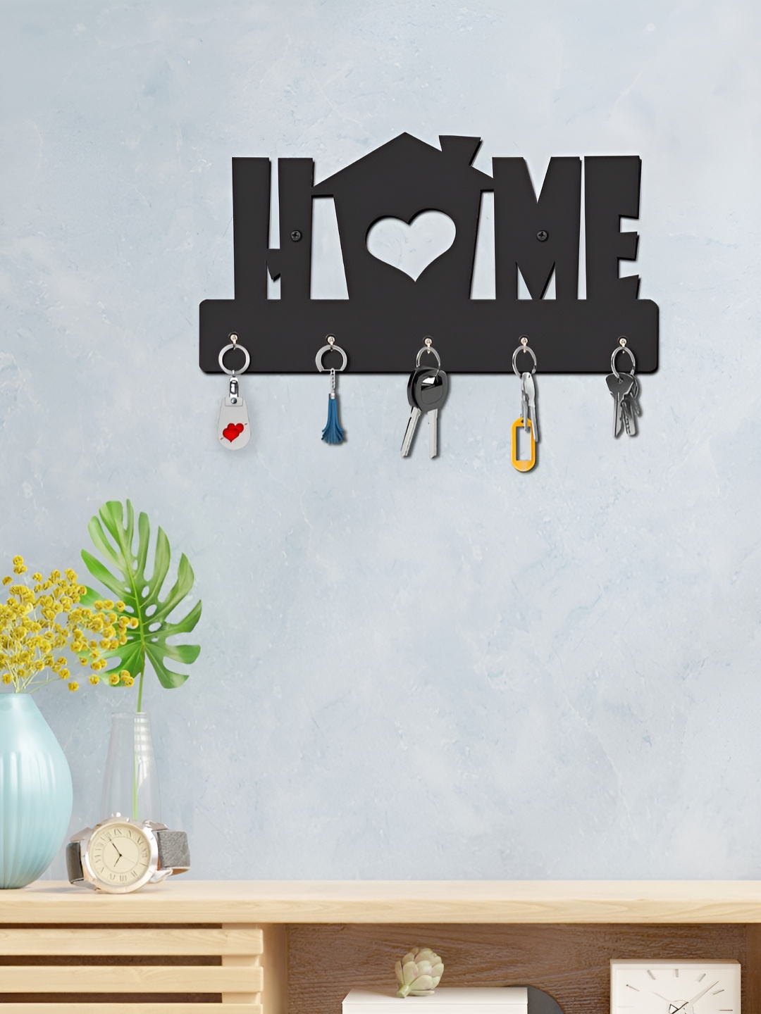 

OLIVE TREE Black 5 Hooks Wooden Key Holder