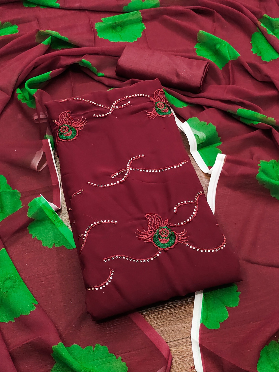 

Maroosh Embroidered Unstitched Dress Material, Maroon
