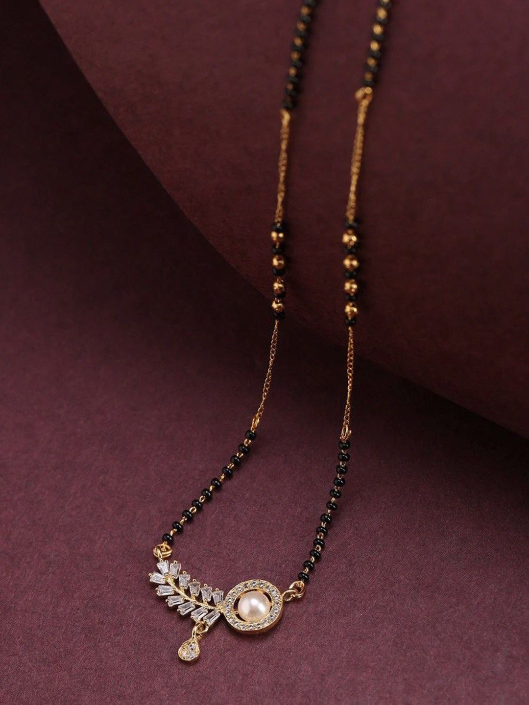 

Wynona Gold-Plated Artificial Stones and Beads Mangalsutra