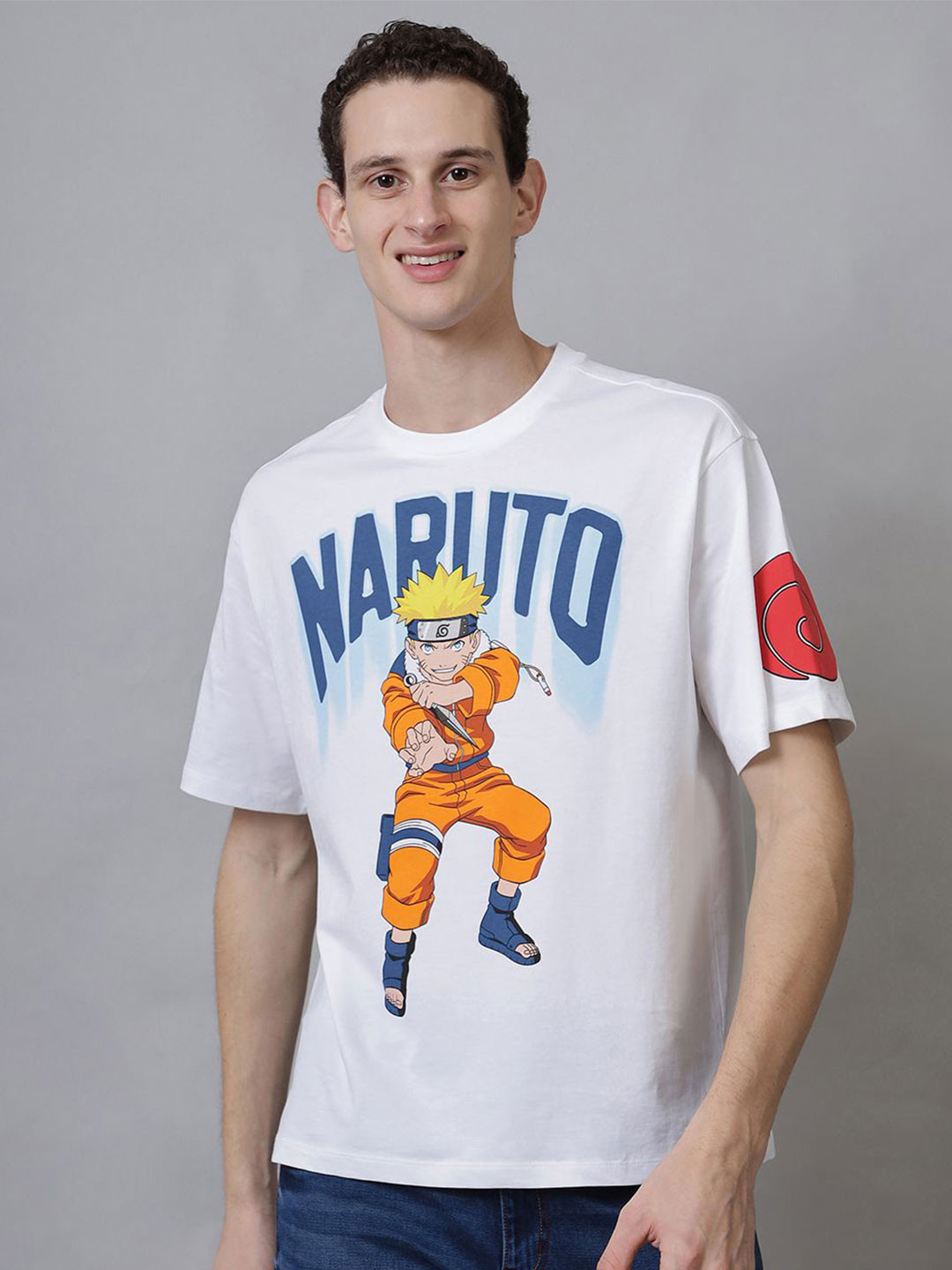 

Free Authority Men Naruto Printed Oversized T-shirt, White