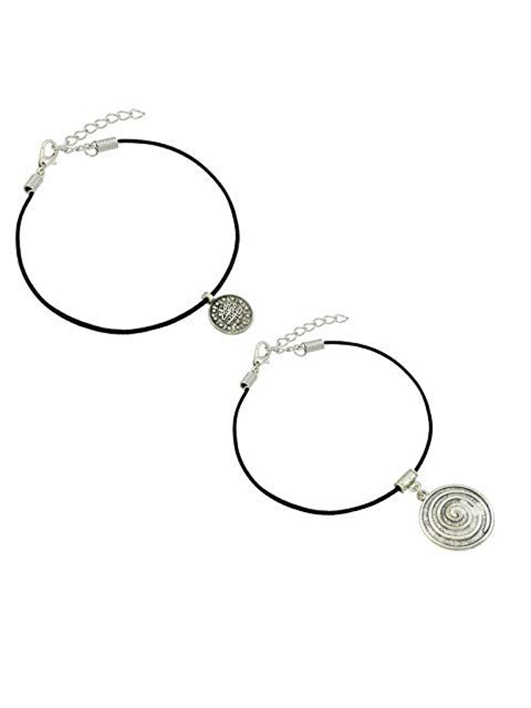 

HIGH TRENDZ Women Set of 2 Anklets, Black