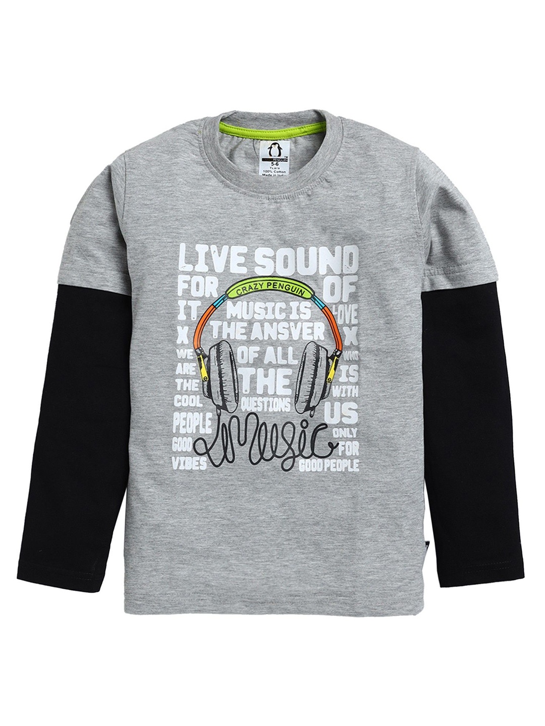 

CRAZYPENGUIN ELITE Boys Typography Printed Cotton T-shirt, Grey