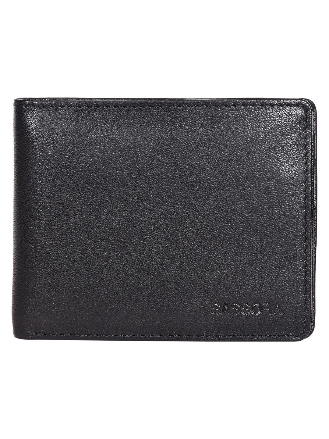 

Sassora Men Leather Two Fold Wallet, Black