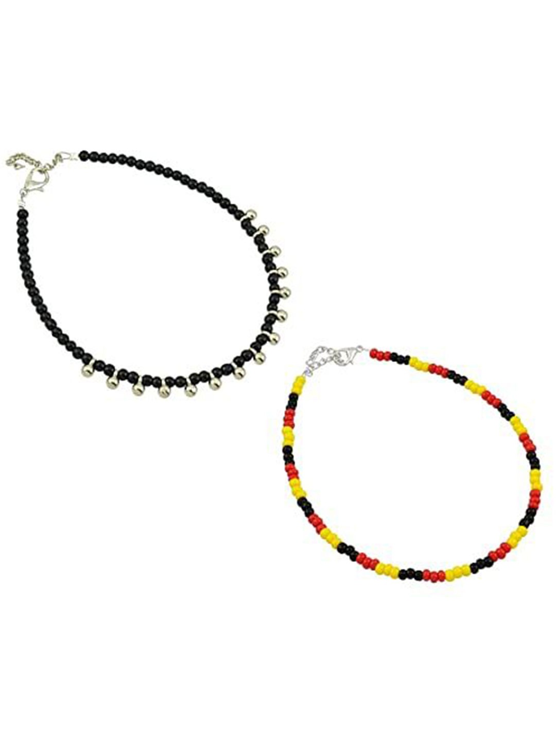 

HIGH TRENDZ Women Set of 2 Anklets, Black