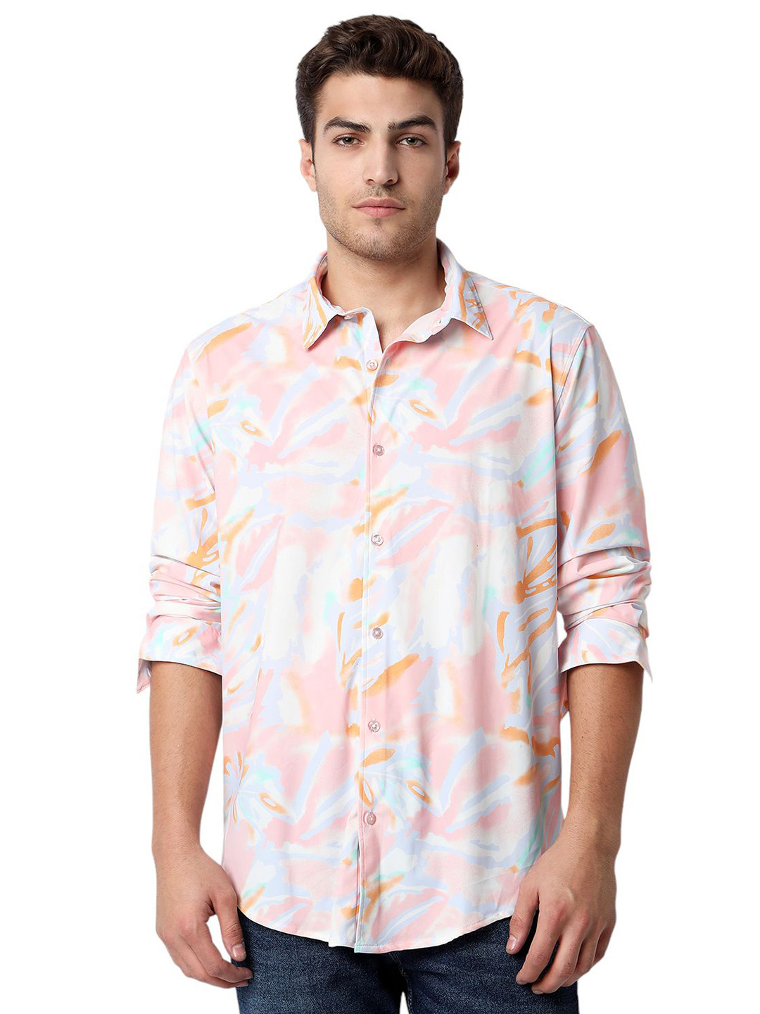 

SPYKAR Men Slim Fit Floral Opaque Printed Casual Shirt, Pink
