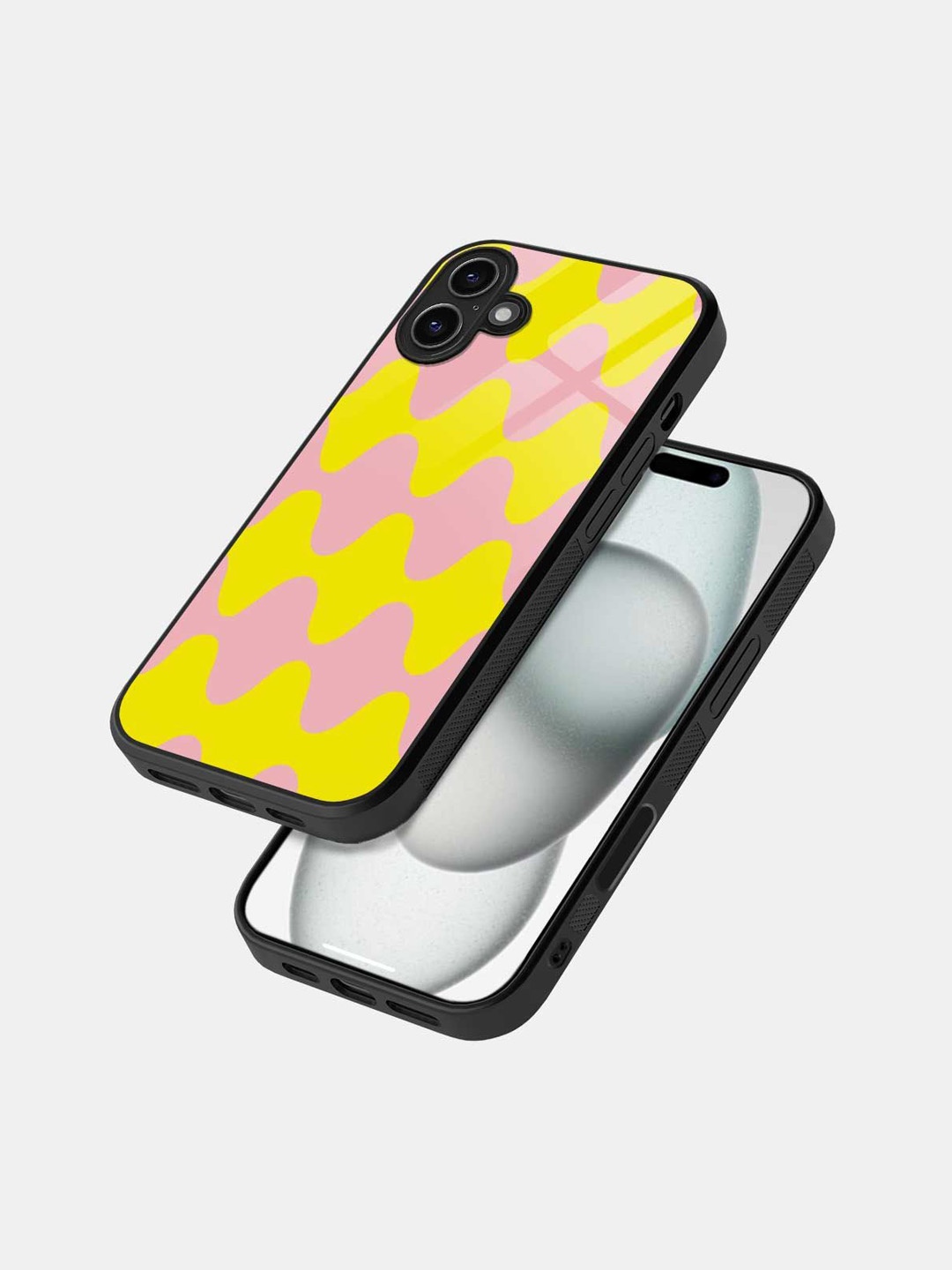 

macmerise Geometric Printed iPhone 16 Bumper Case Mobile Accessories, Black