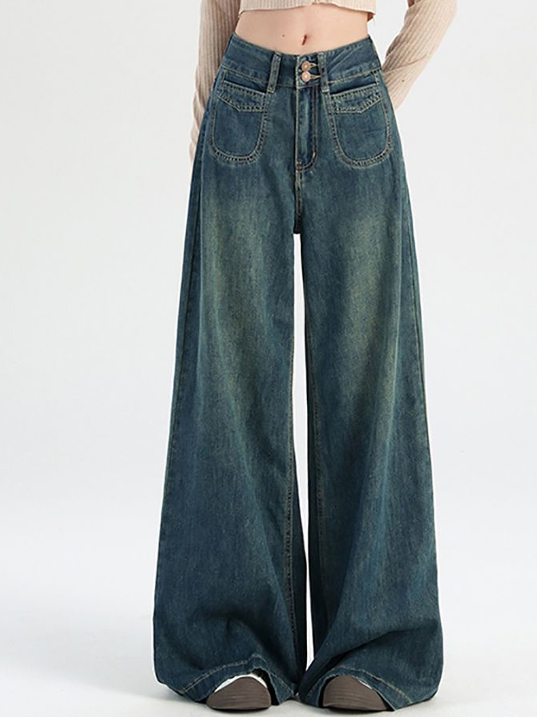 

StyleCast x Revolte Women Flared Jeans, Blue