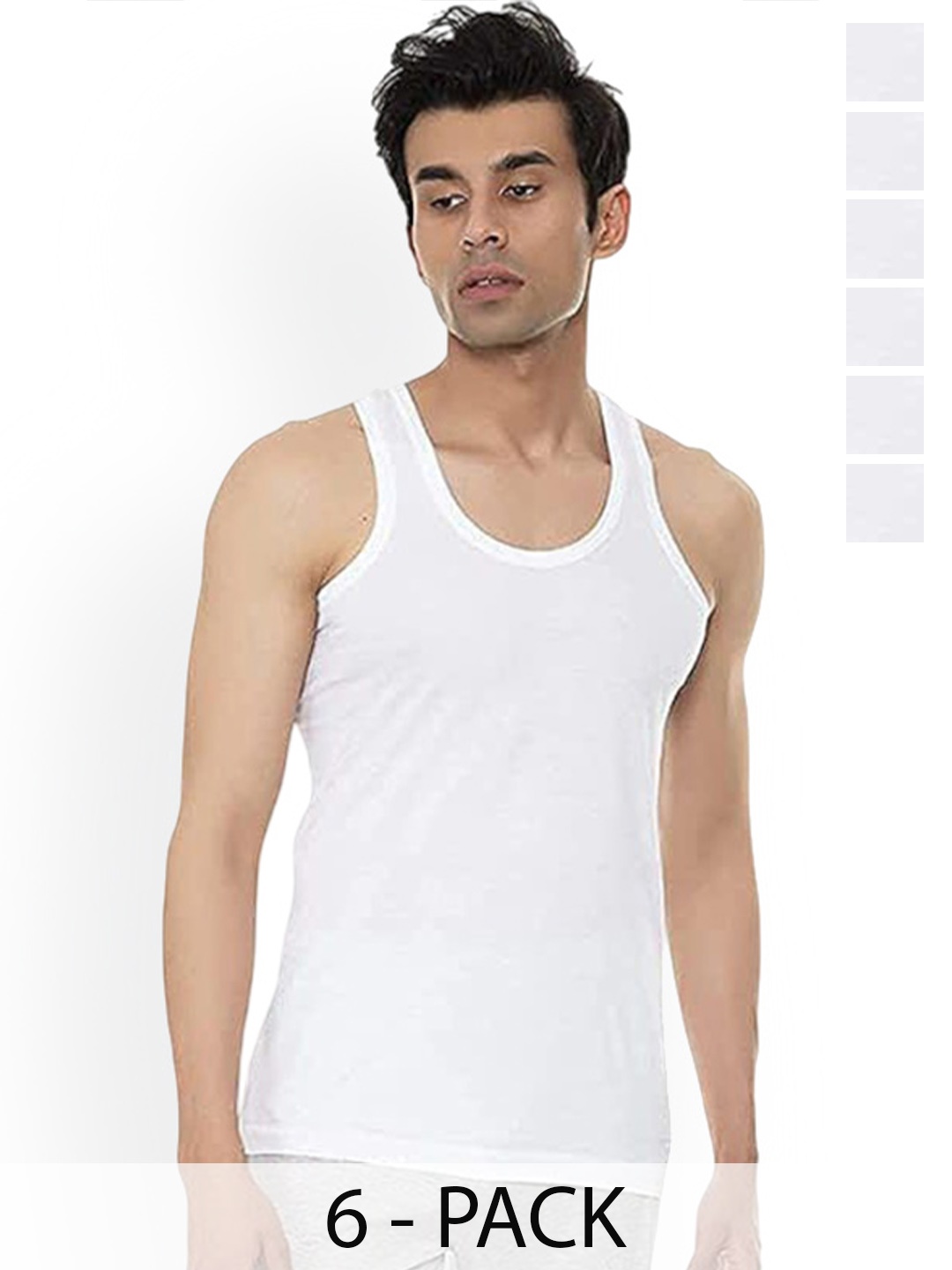 

AMUL COMFY Pack Of 6 Pure Cotton Gym Vests, White