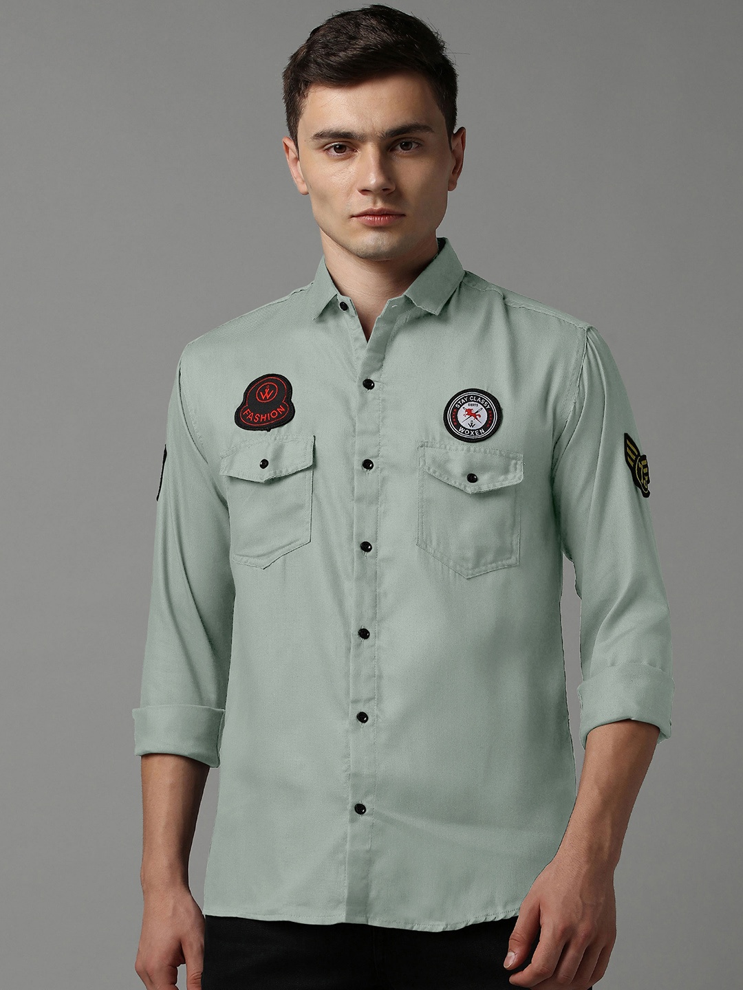 

WOXEN Men Original Opaque Casual Shirt, Green