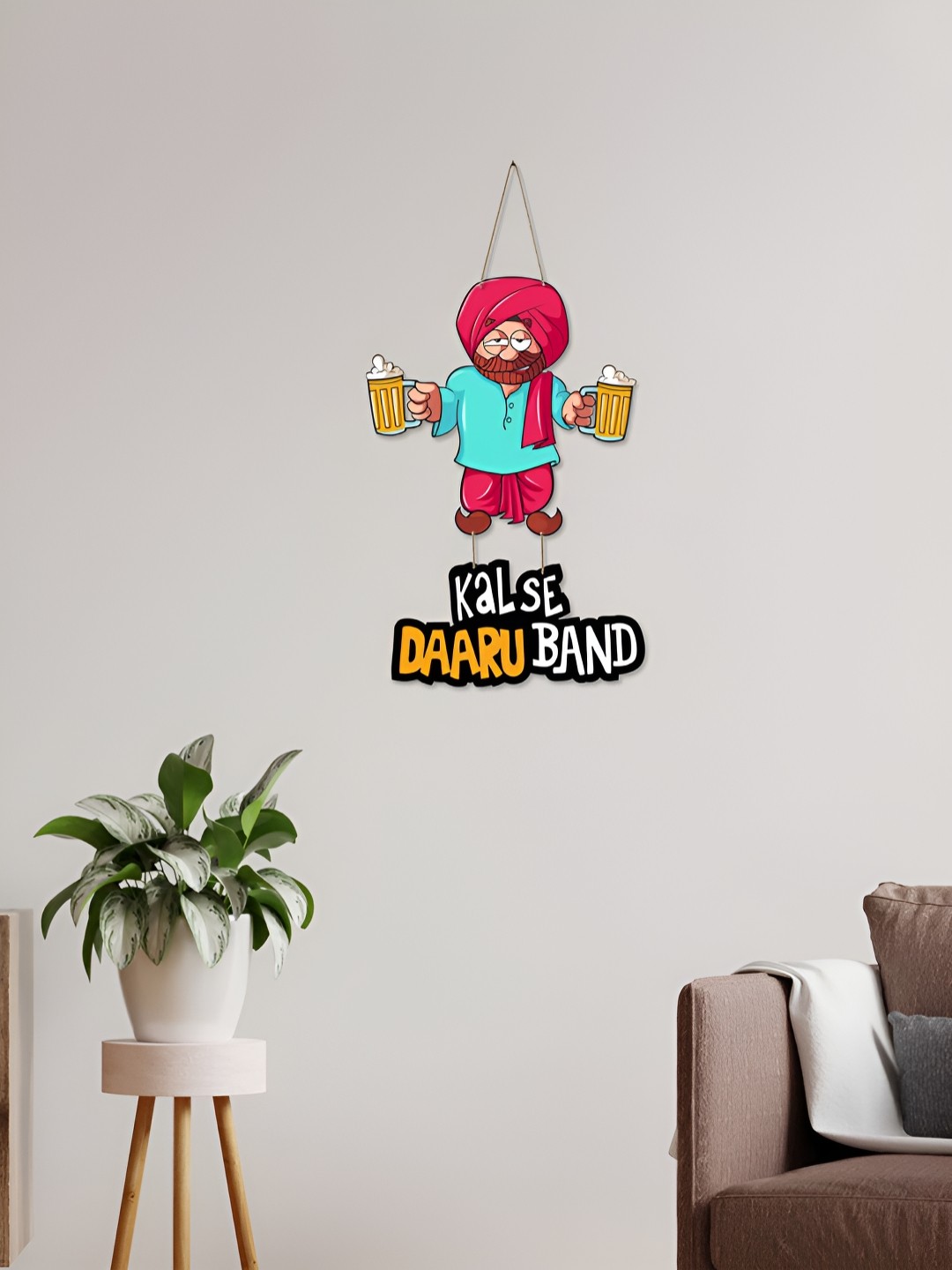 

ArtVibes Pink & Blue Printed Wooden Wall Hanging