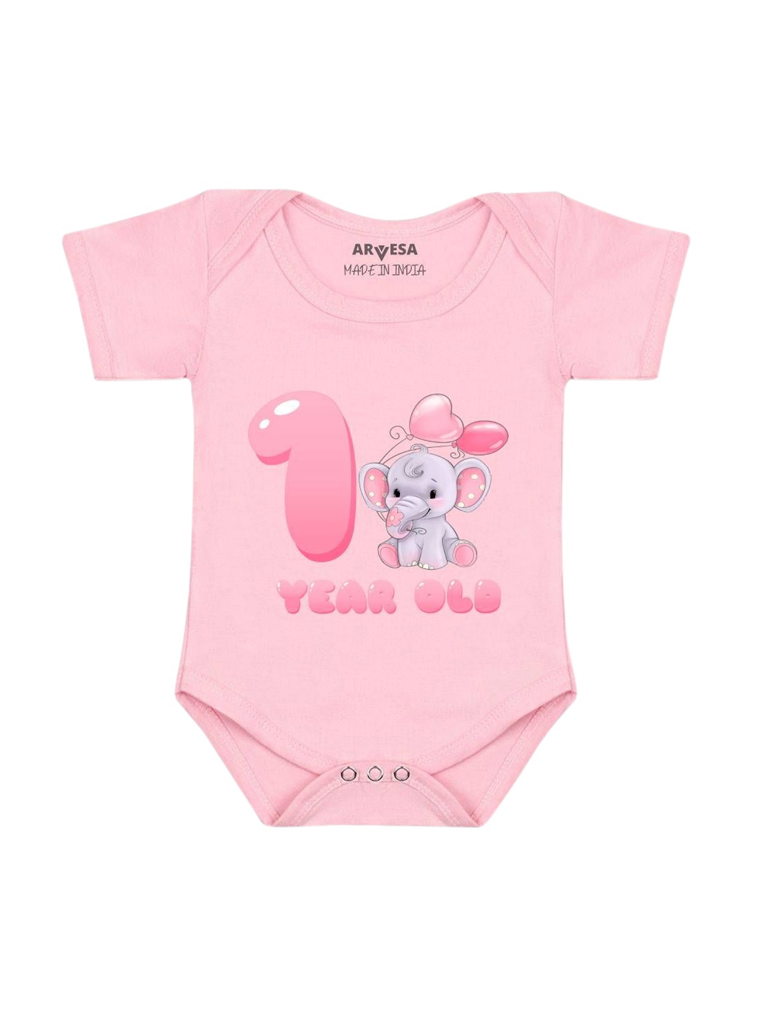 

Arvesa Infants Monthly Milestone Printed Envelope Neck Bodysuit, Pink
