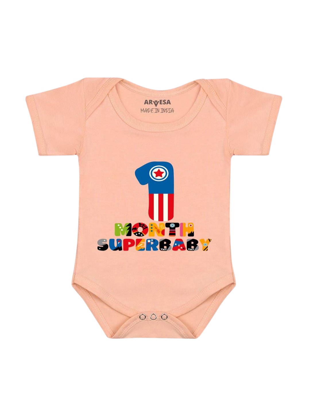 

Arvesa Infants Printed Body Suit, Peach