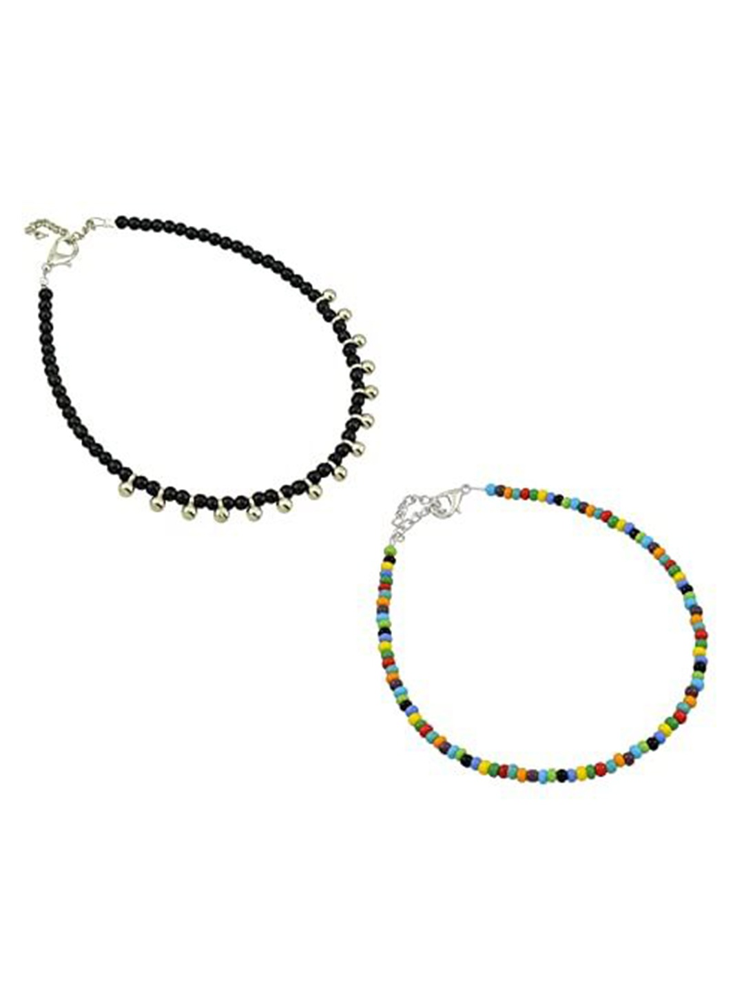 

HIGH TRENDZ Women Set of 2 Anklets, Black