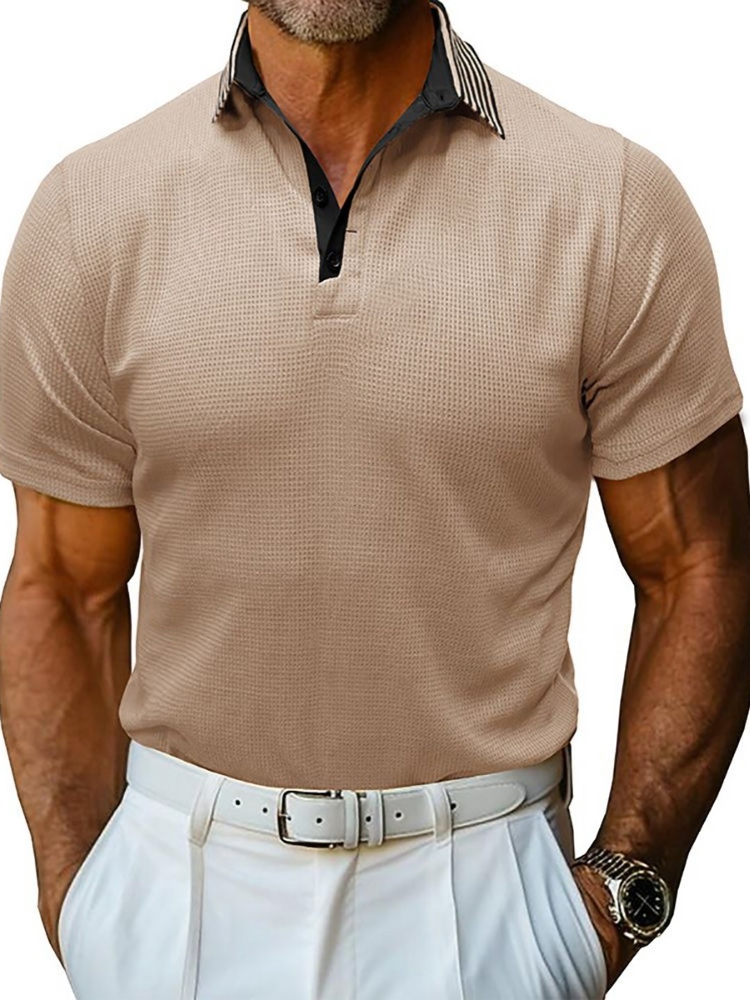 

StyleCast x Revolte Men Polo Collar T-shirt, Khaki