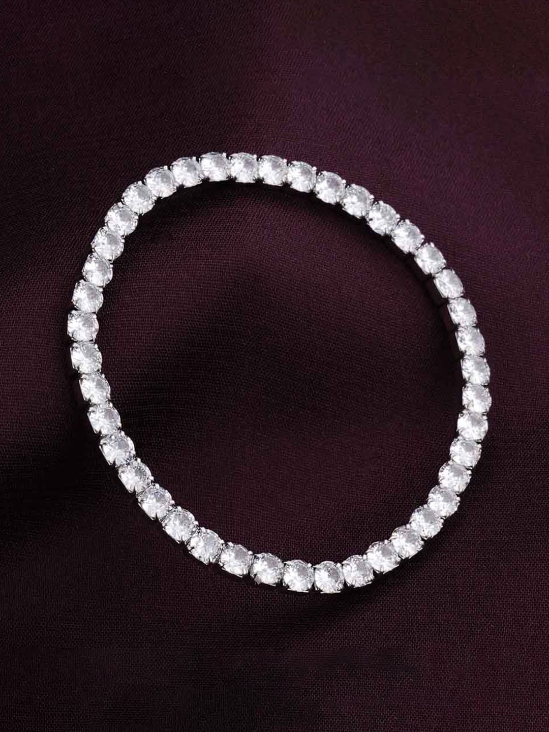 

PALMONAS Women Cubic Zirconia Silver-Plated Wraparound Bracelet
