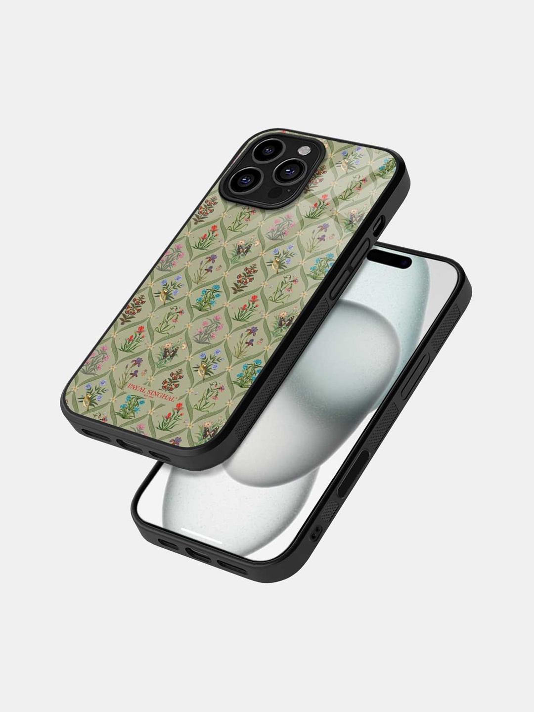 

macmerise Floral Printed iPhone 16 Pro Max Bumper Case Mobile Accessories, Black
