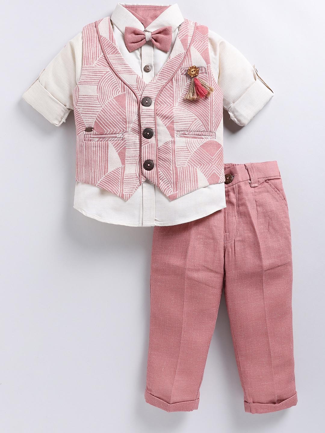 

LITTLE COLLARS Boys Single-Breasted Three-Piece Suit, Pink