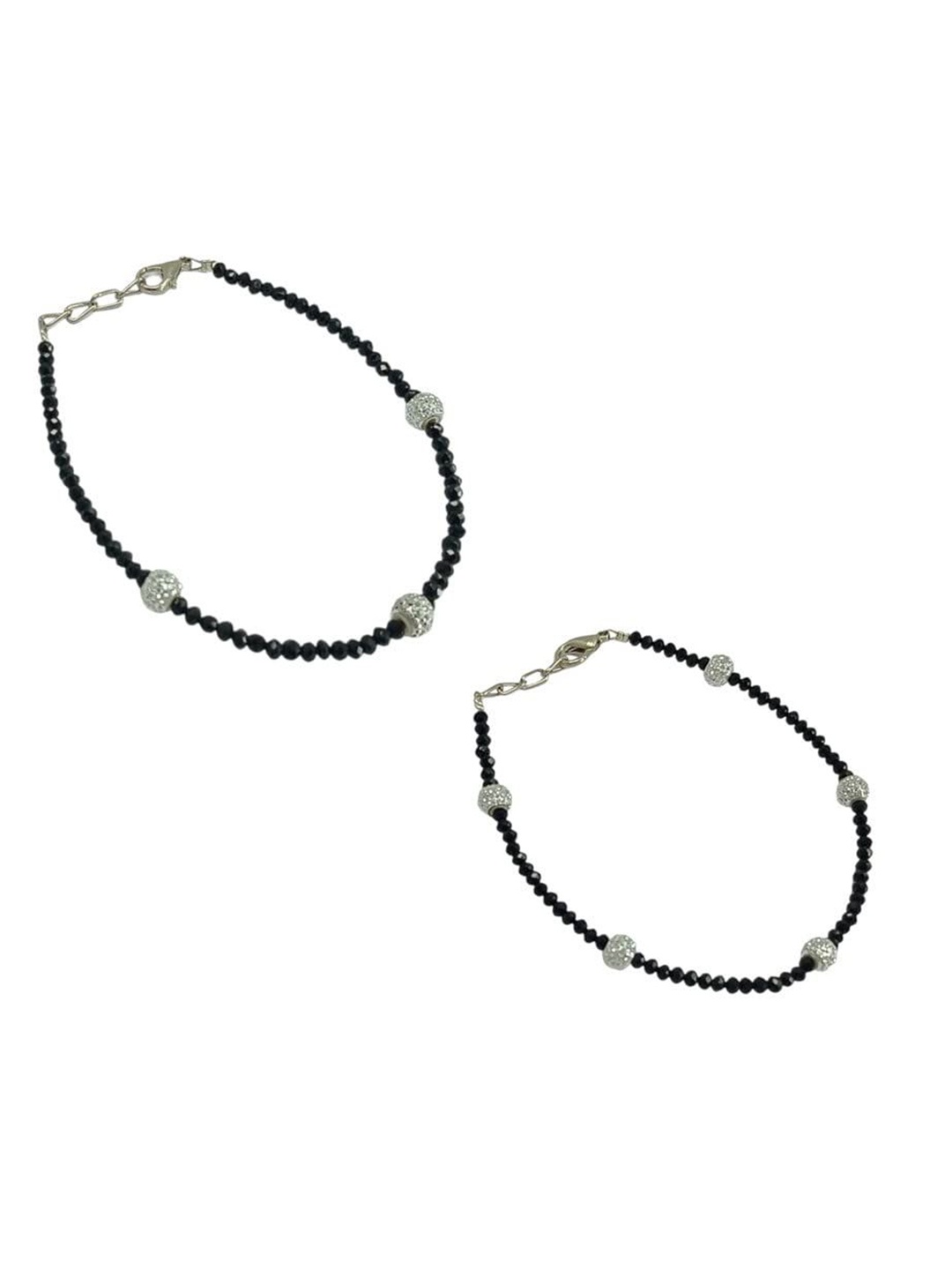 

HIGH TRENDZ Women Set of 2 Anklets, Black
