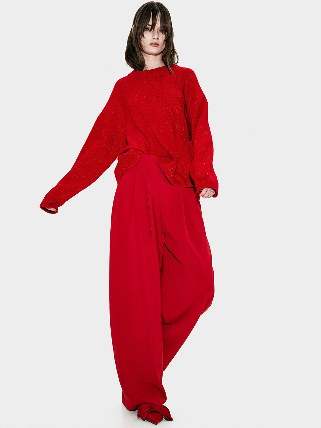 

H&M Women Wide Trousers, Red