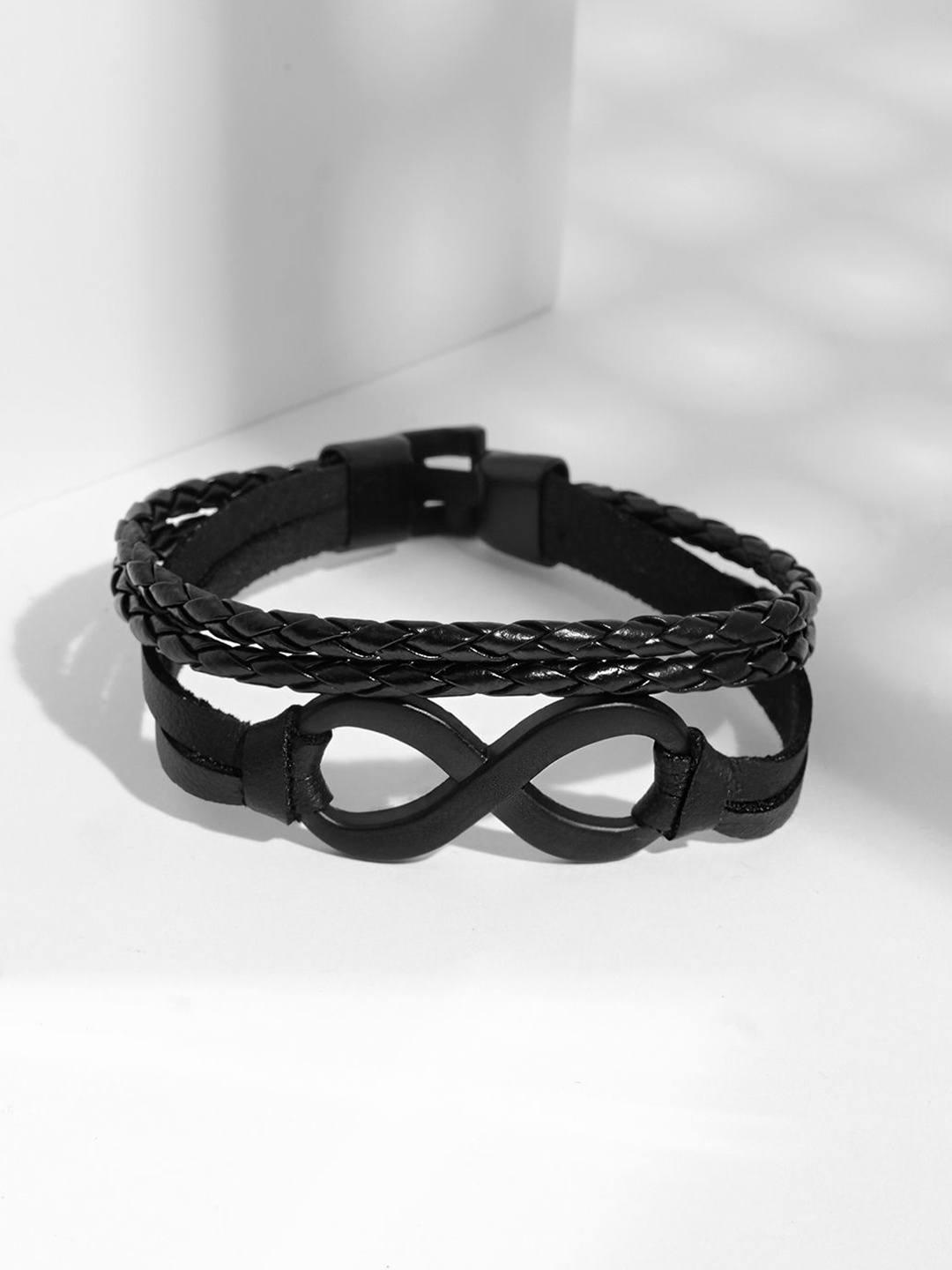 

JOKER & WITCH Men Leather Multistrand Bracelet, Black