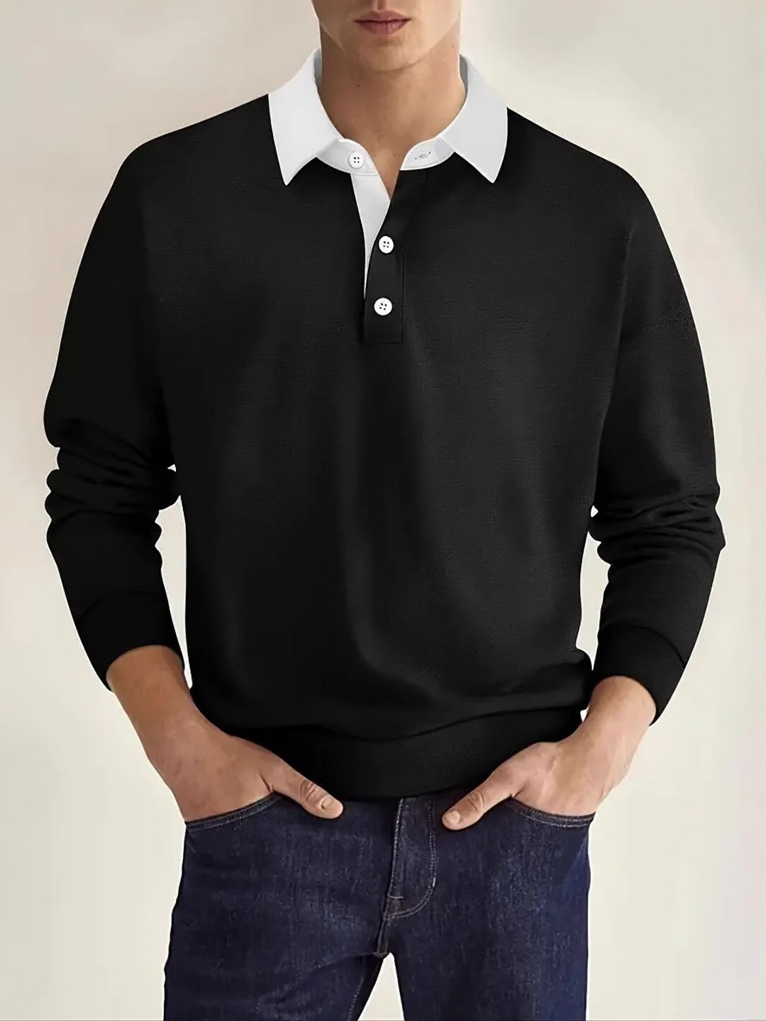 

StyleCast x Revolte Men Polo Collar T-shirt, Black