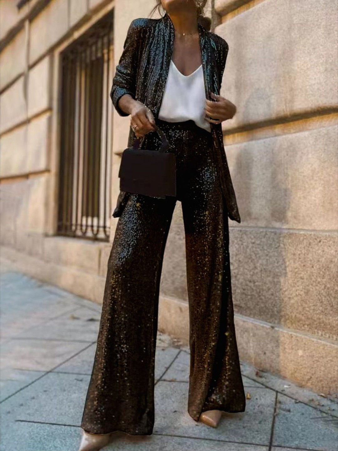

MIAKEE Embellished Jacket With Trousers Co-Ords, Black