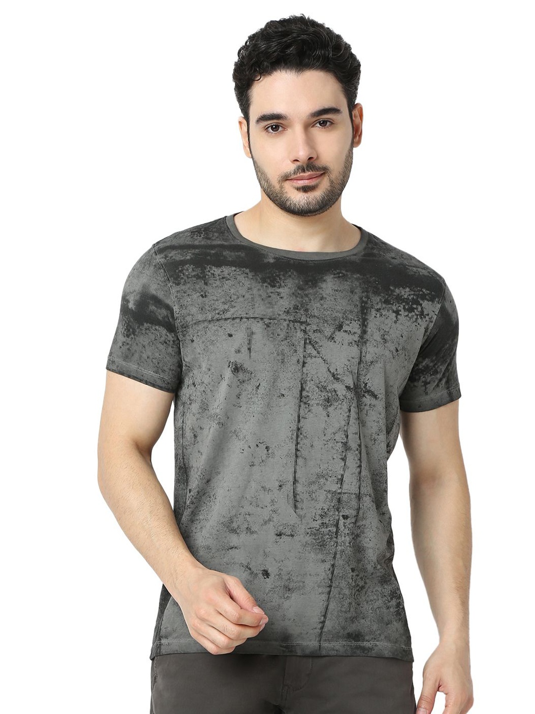 

SPYKAR Men Typography Printed Pockets Slim Fit T-shirt, Grey