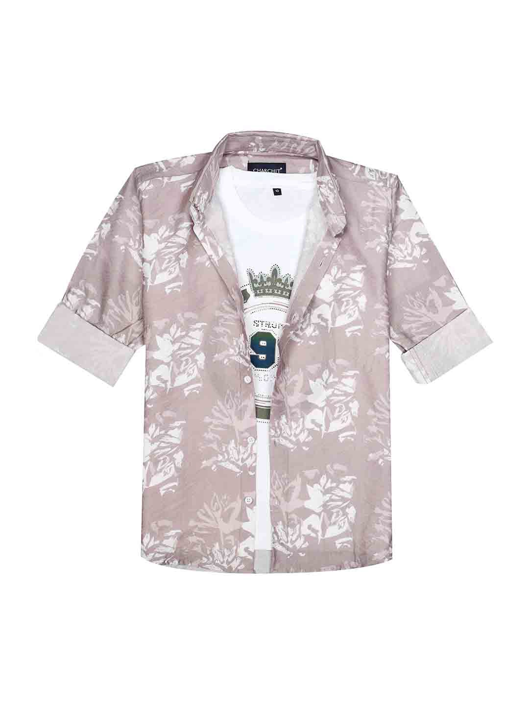 

CHARCHIT Boys Comfort Opaque Printed Casual Shirt, Pink