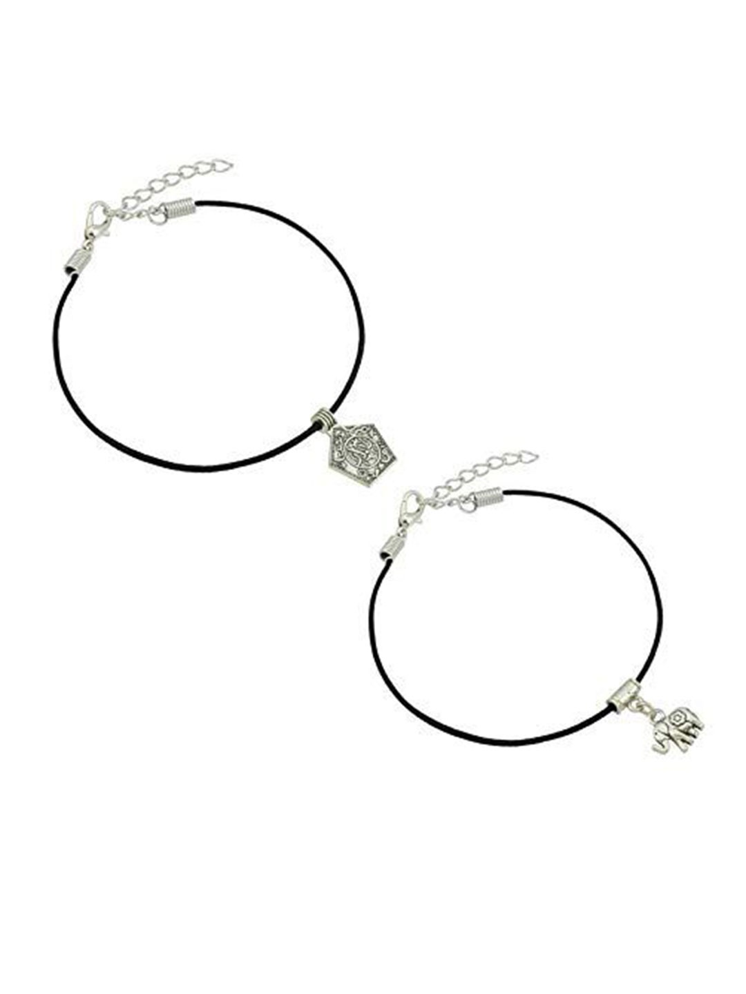 

HIGH TRENDZ Women Set of 2 Anklets, Black