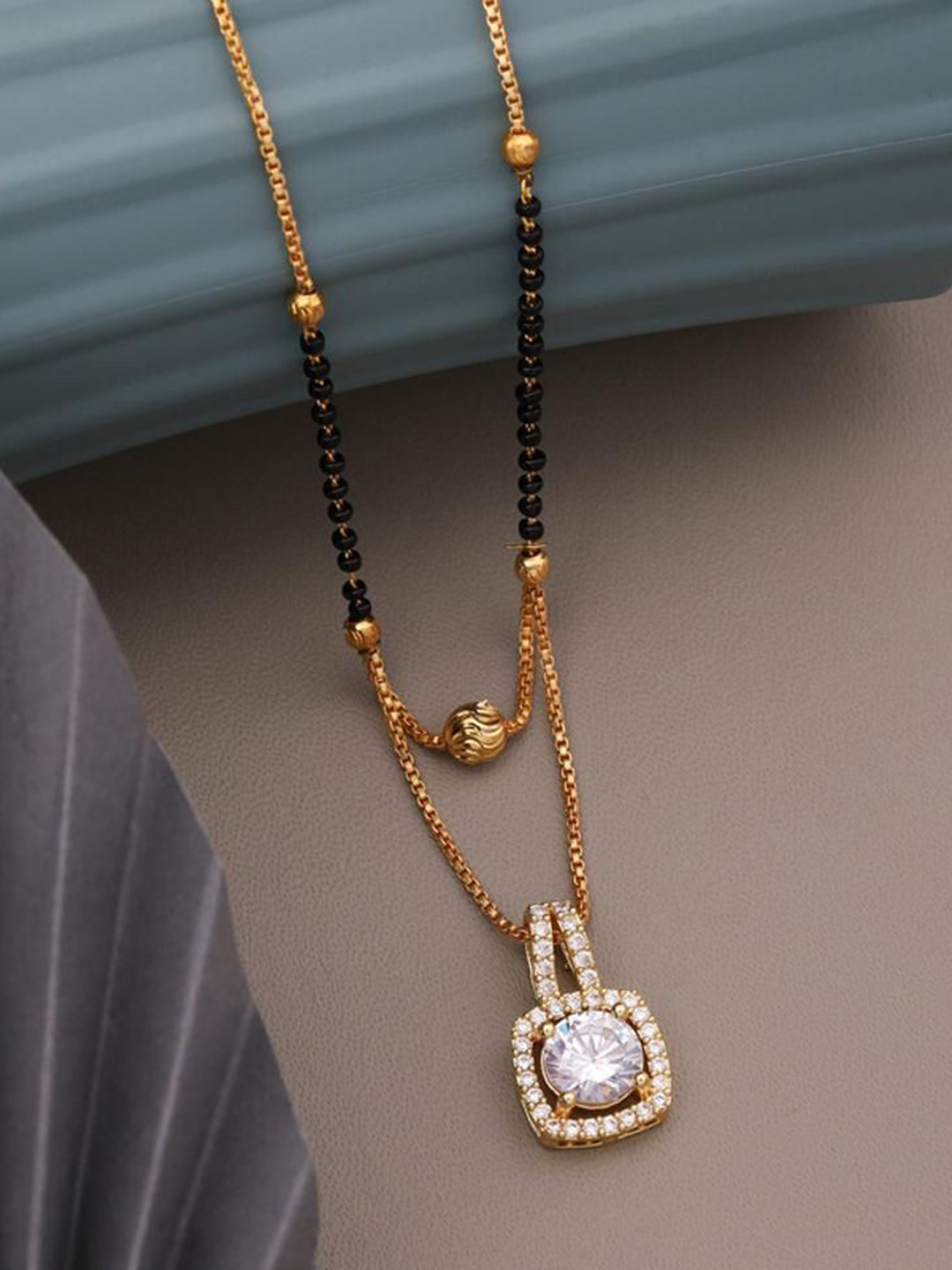

Wynona Gold-Plated Artificial Beads Mangalsutra