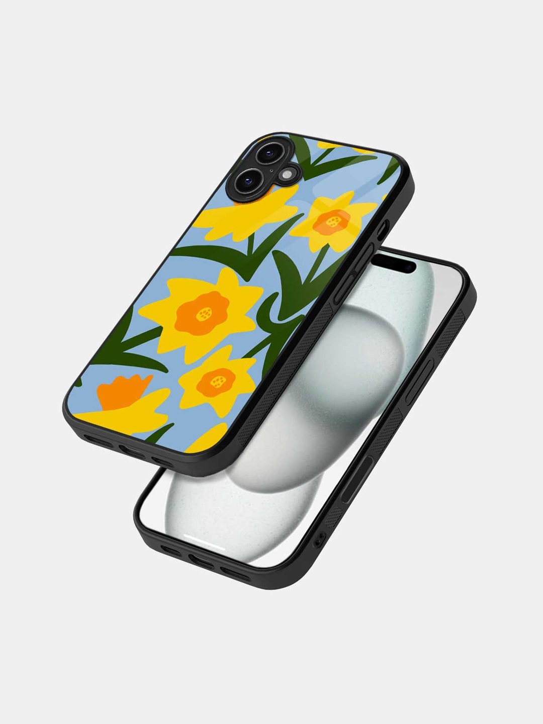 

macmerise Floral Printed iPhone 16 Bumper Case Mobile Accessories, Black