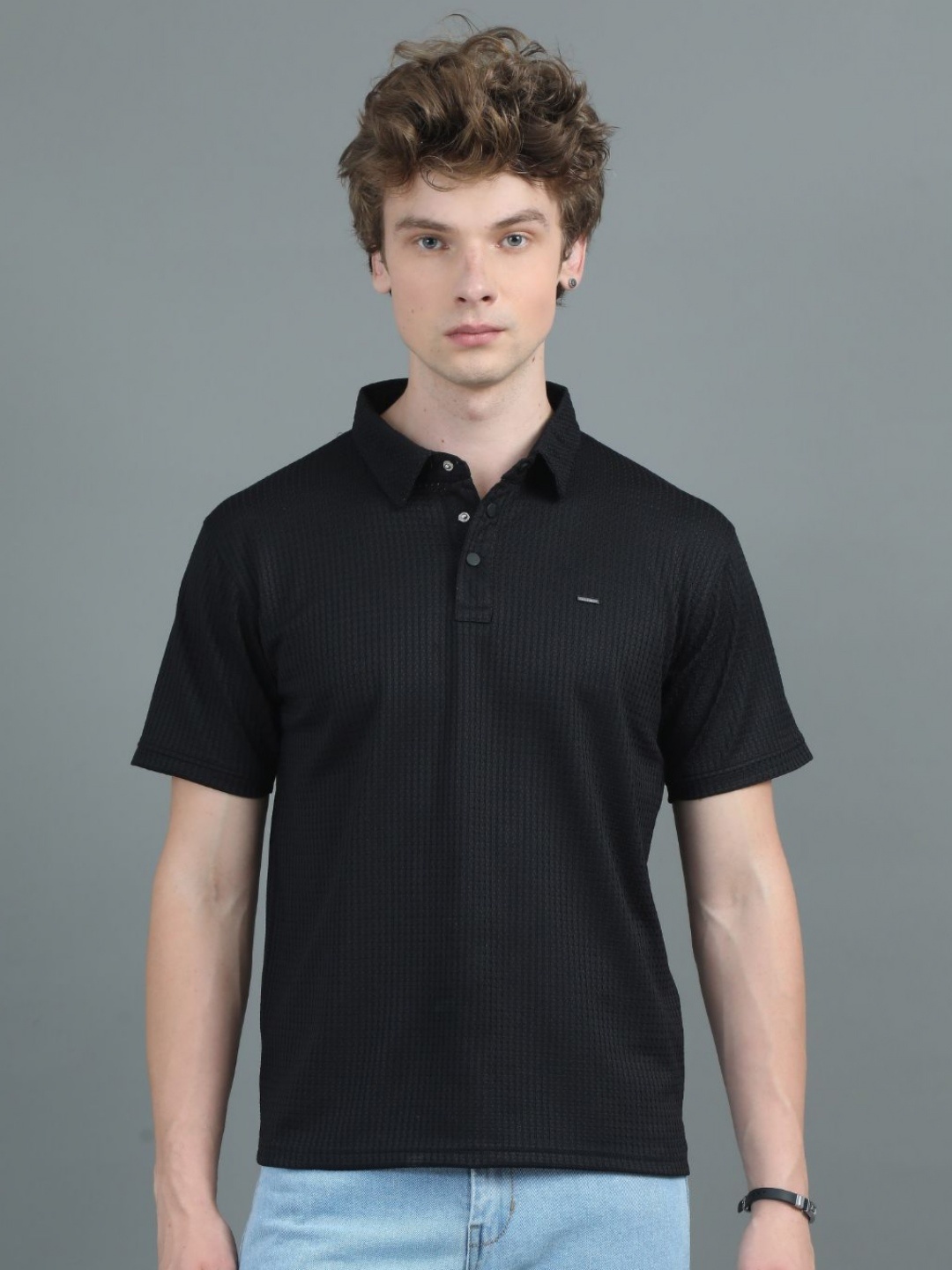 

PAUL STREET Men Polo Collar Slim Fit T-shirt, Black