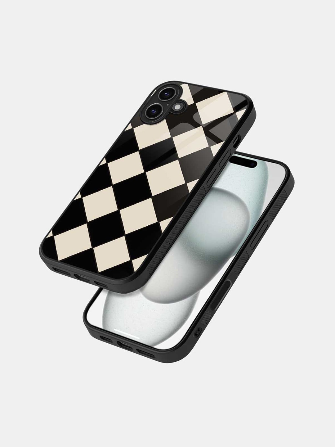 

macmerise Geometric Printed iPhone 16 Bumper Case Mobile Accessories, Black