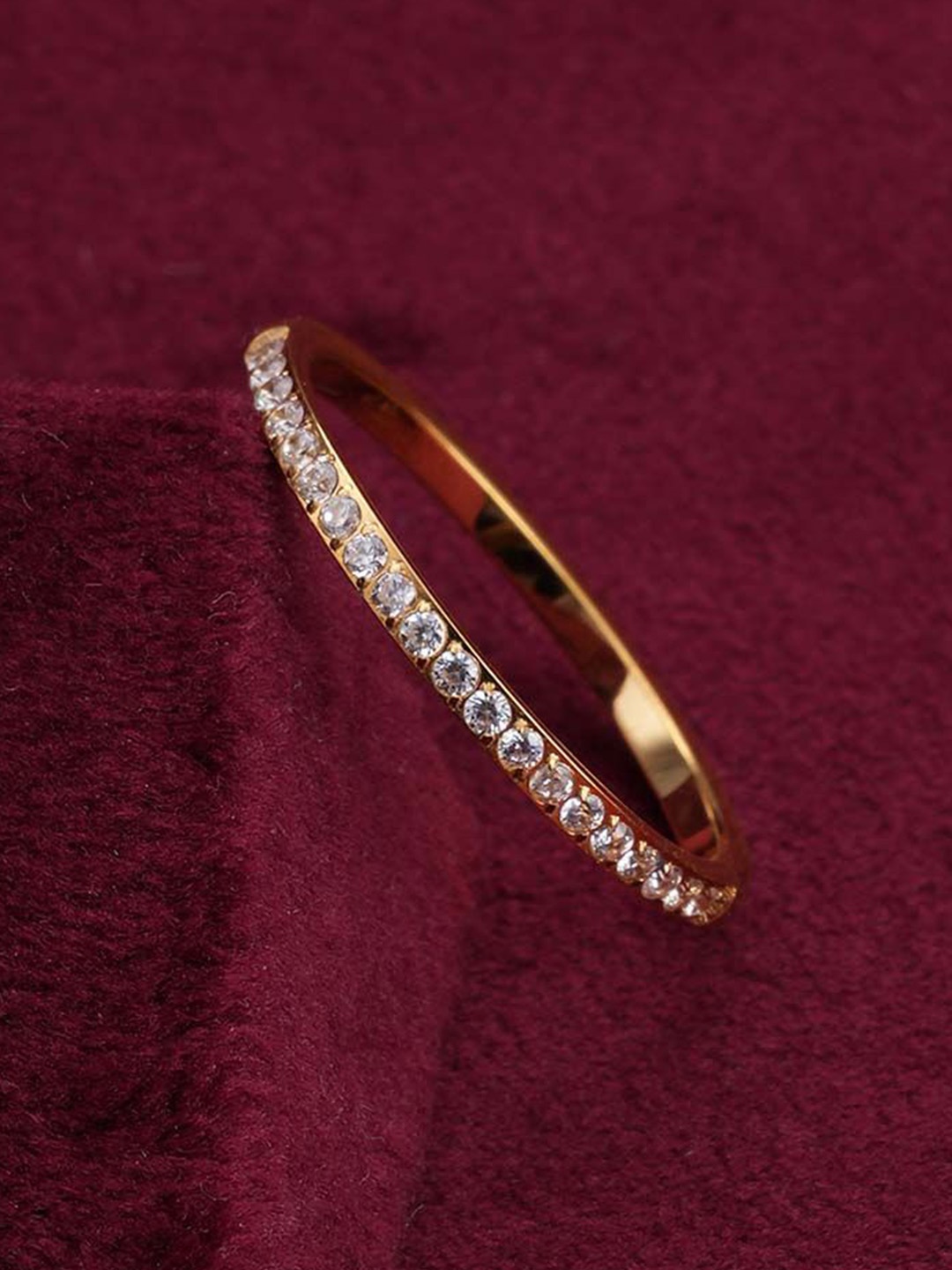 

PALMONAS Gold-Plated Stone-Studded Finger Ring