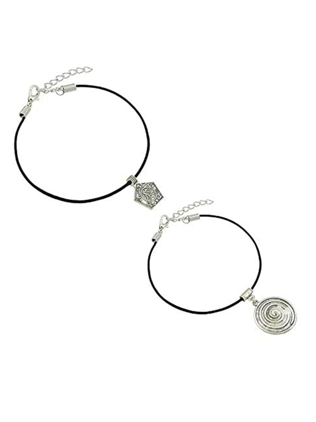 

HIGH TRENDZ Women Set of 2 Anklets, Black