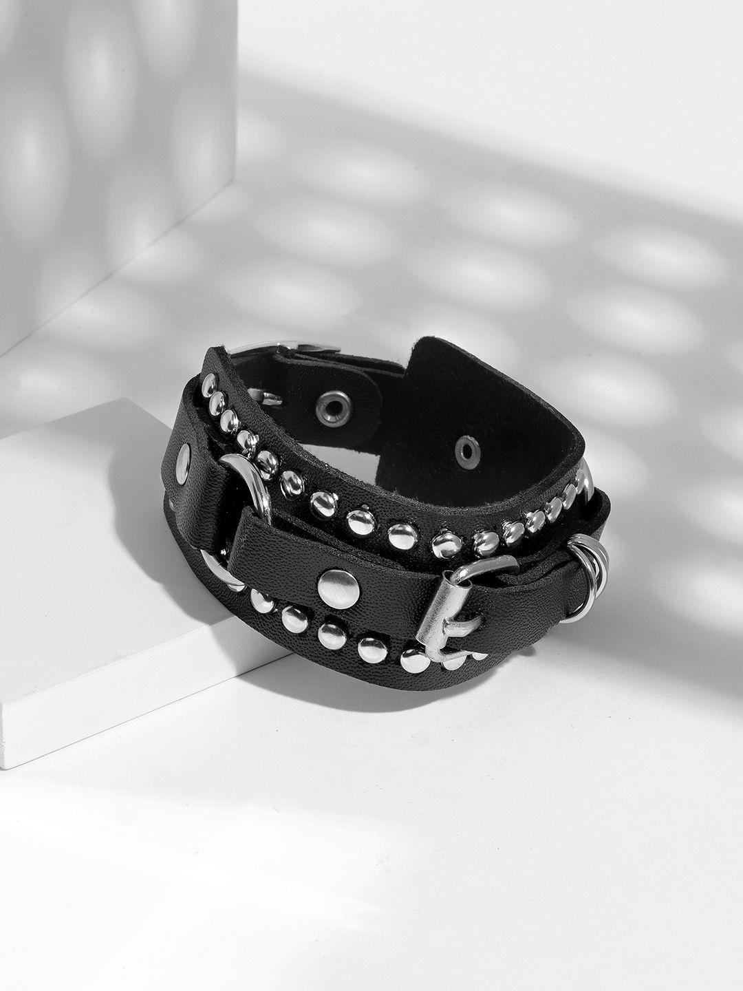 

JOKER & WITCH Men Leather Wraparound Bracelet, Black