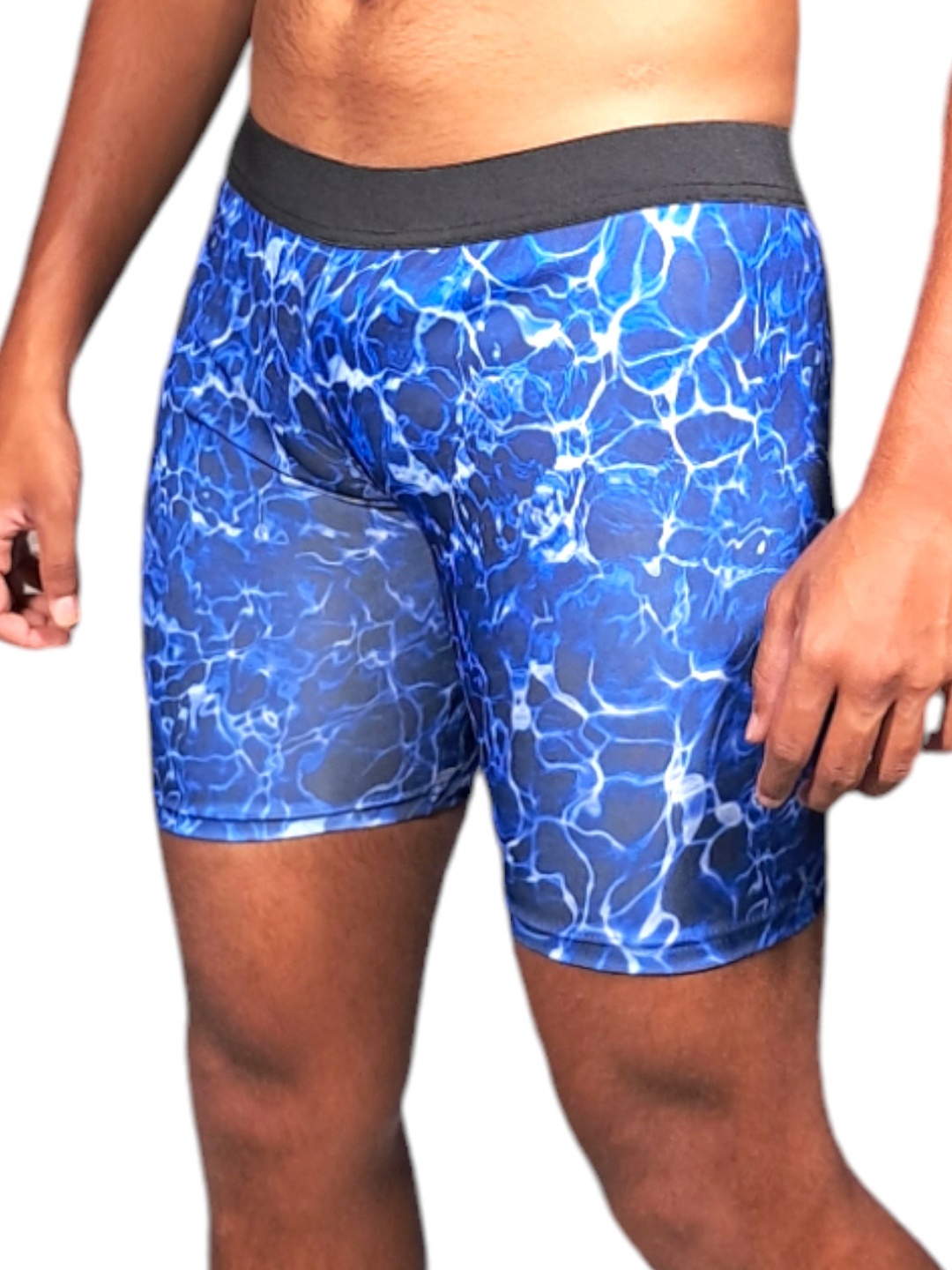 

Aqua Holic Men Abstract Printed Mid-Rise Swim Shorts, Blue
