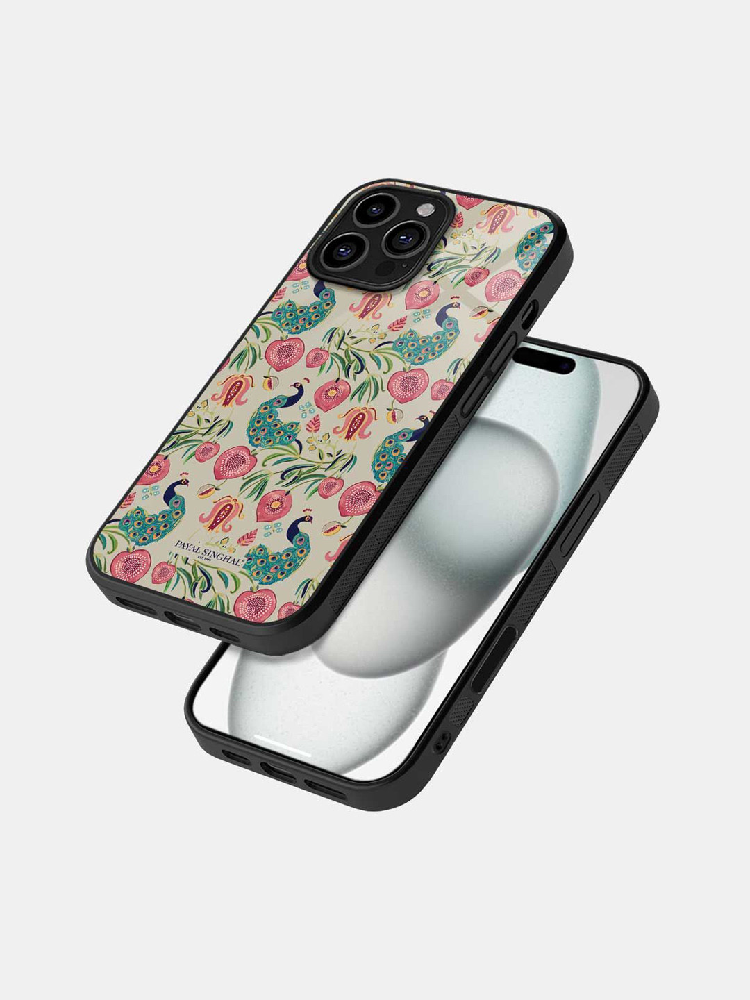 

macmerise Floral Printed iPhone 16 Pro Max Bumper Case Mobile Accessories, Black