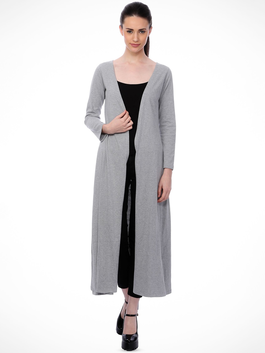 

SCORPIUS Women Longline Shrug, Grey melange